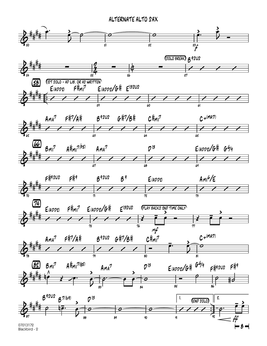 Blackbird - Alternate Alto Sax Jazz Ensemble scores gallery preview page 2