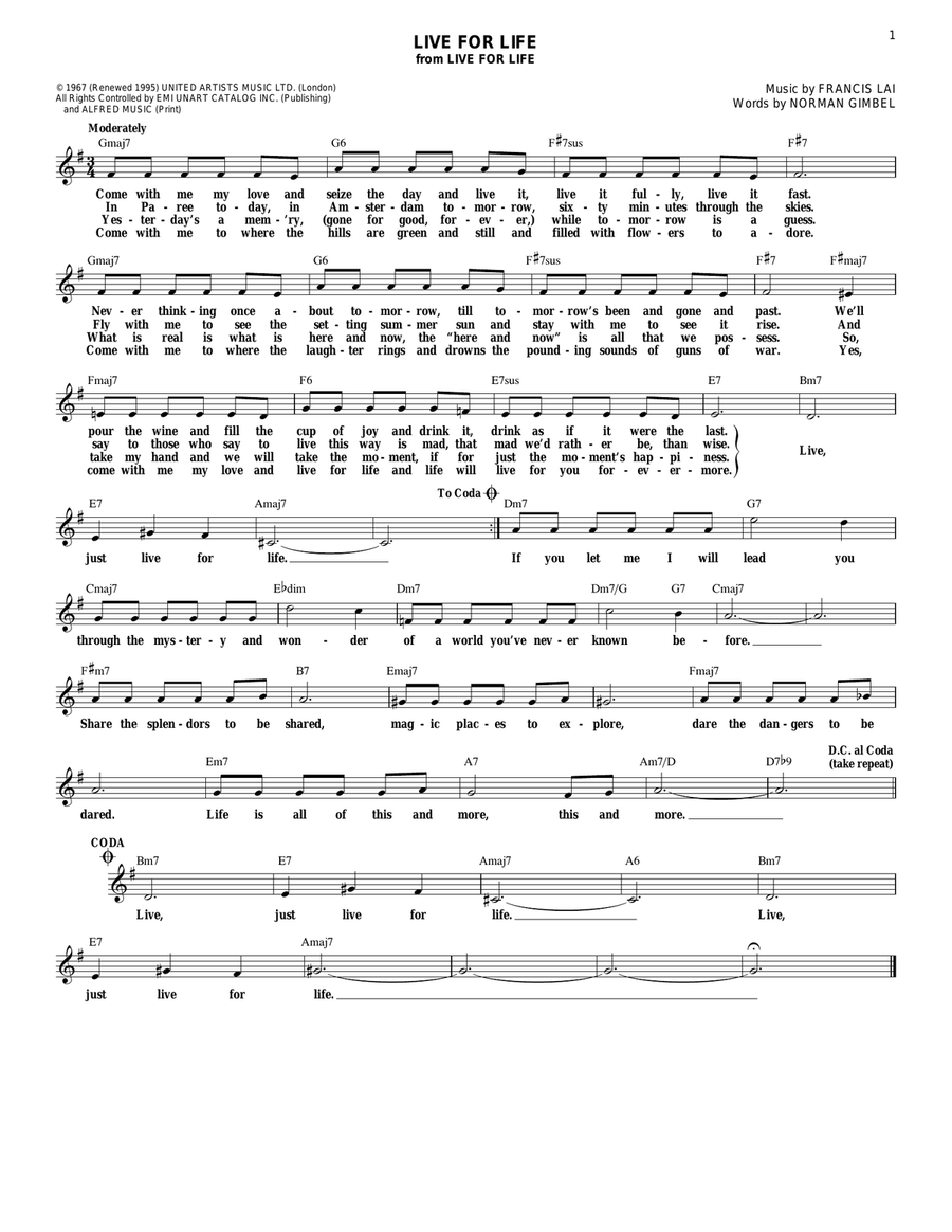 Live For Life Guitar scores gallery preview page 1