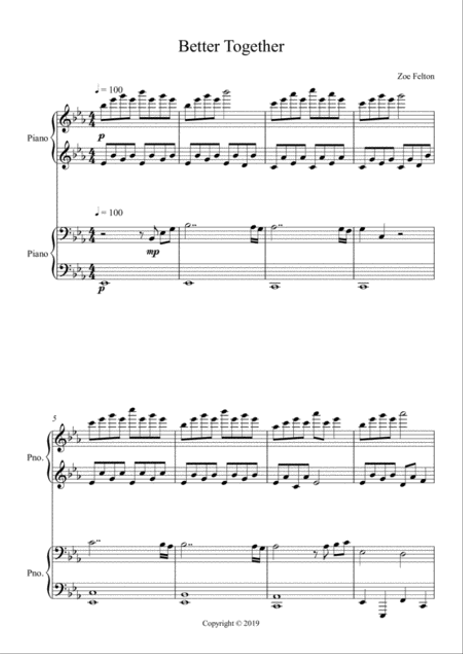 Better Together Piano scores gallery preview page 1