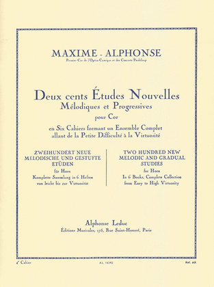 Book cover for Deux cents Etudes Nouvelles Melodiques et Progressives Pour Cor - Cahier 4: Vingt Etudes Difficiles