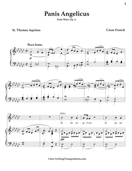 FRANCK: Panis angelicus (transposed to G-flat major)