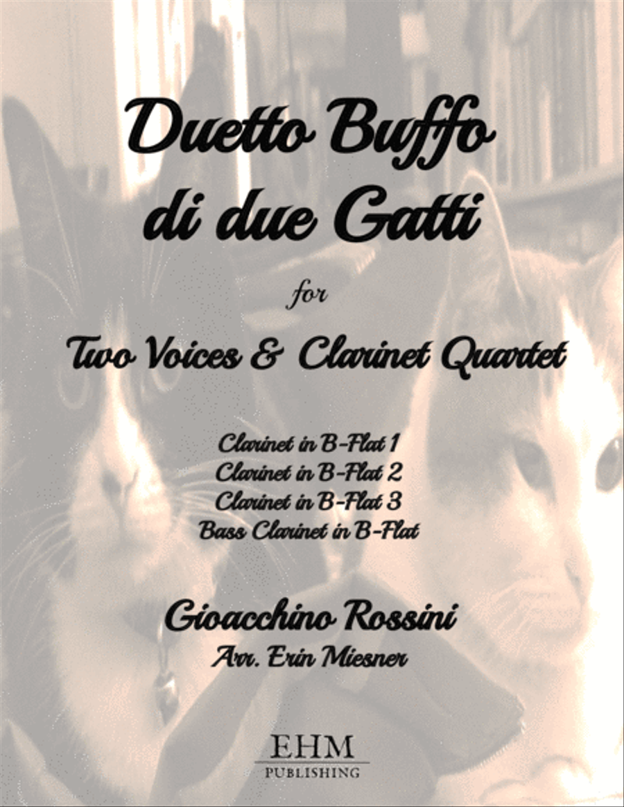 Book cover for Duetto Buffo di due Gatti for Two Voices and Clarinet Quartet