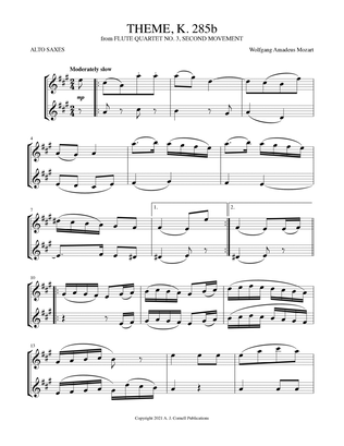 Theme (from Flute Quartet No. 3, K. 285b, Second Movement)