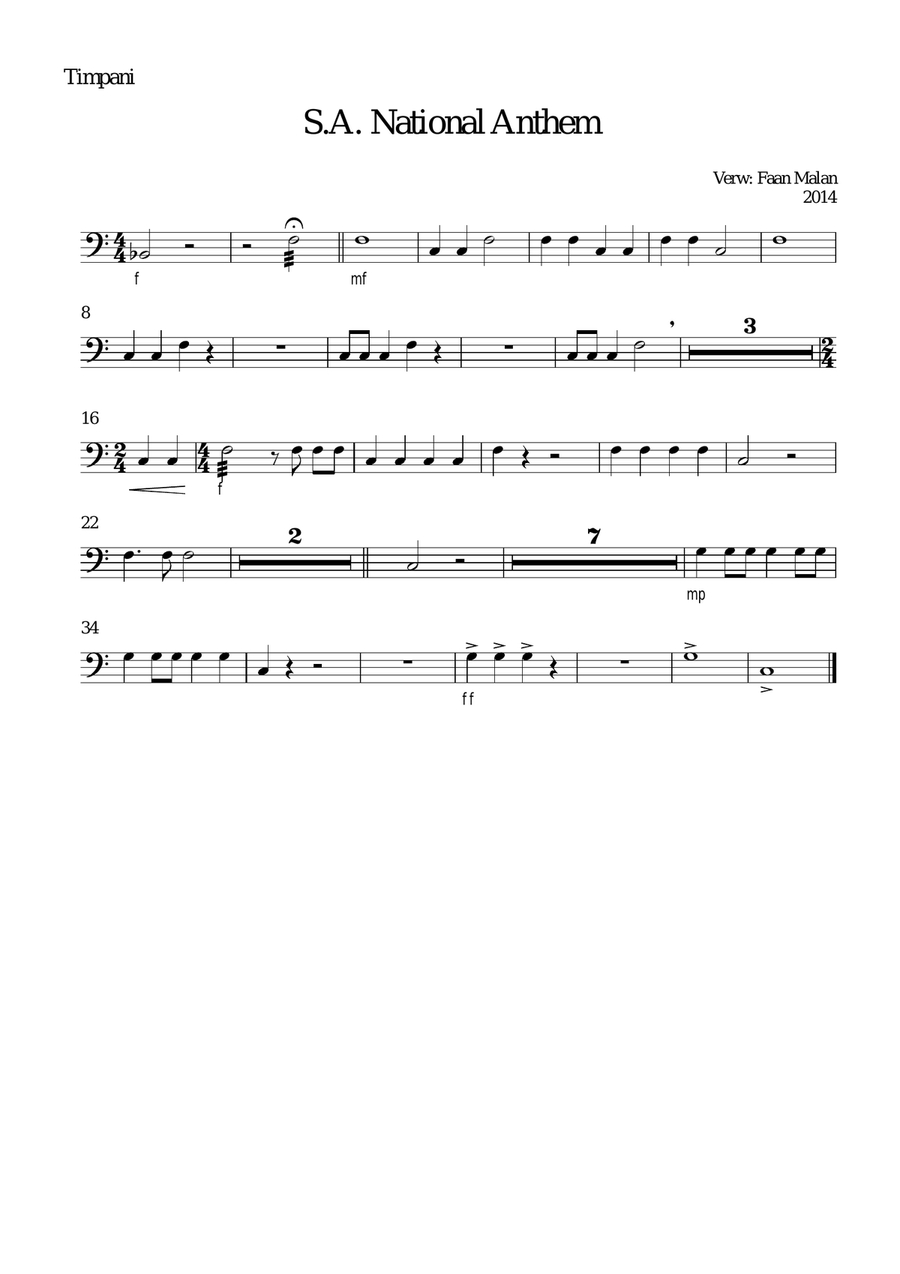 South African National Anthem Concert Band scores gallery preview page 1