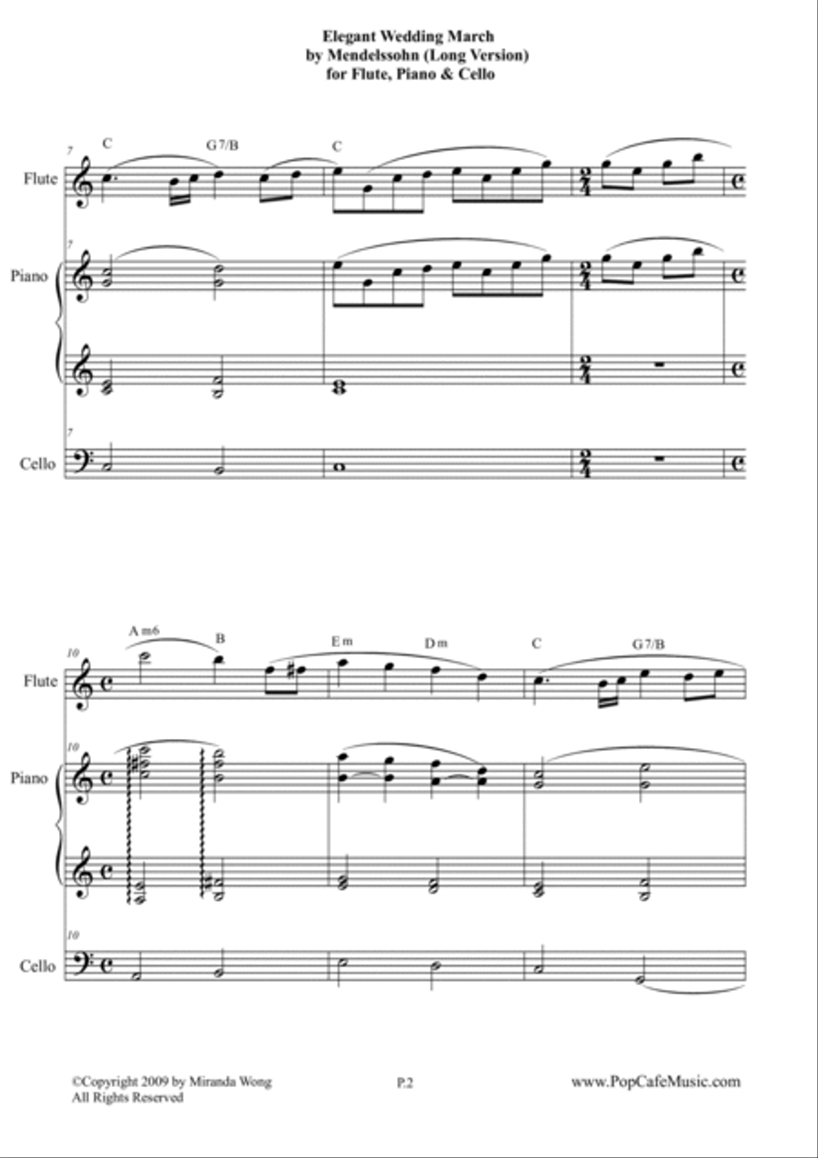 Elegant Wedding March (Long Version) for Flute, Piano & Cello Small Ensemble scores gallery preview page 2