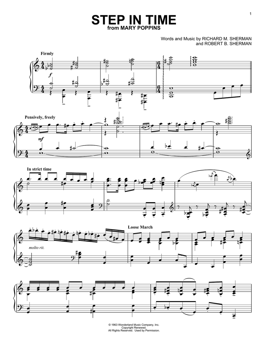 Step In Time (from Mary Poppins) Piano Solo scores gallery preview page 1