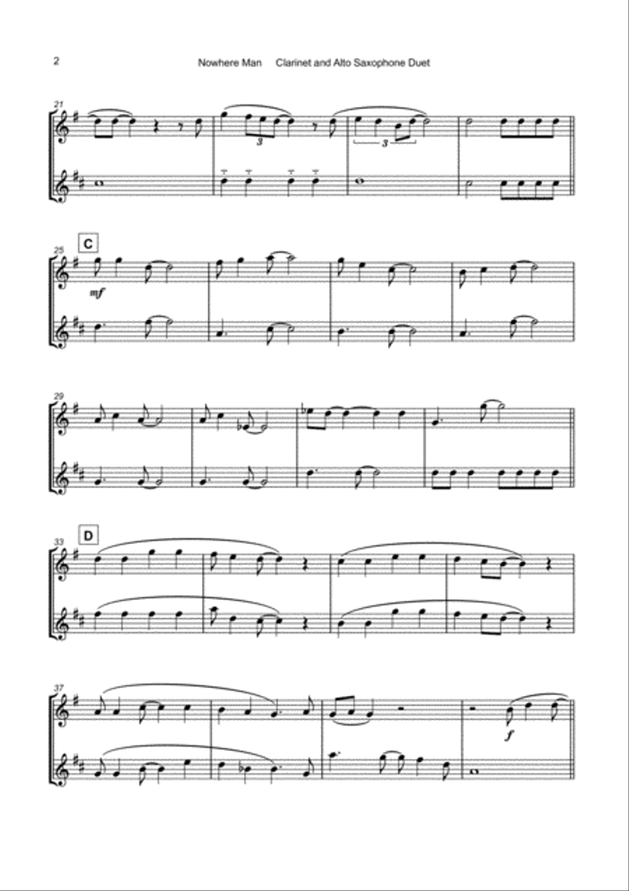 Nowhere Man Woodwind Duet scores gallery preview page 3