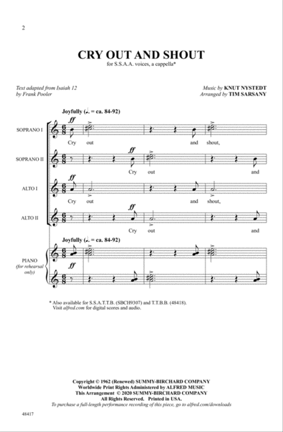Cry Out and Shout Cry Out and Shout Choir scores gallery preview page 1