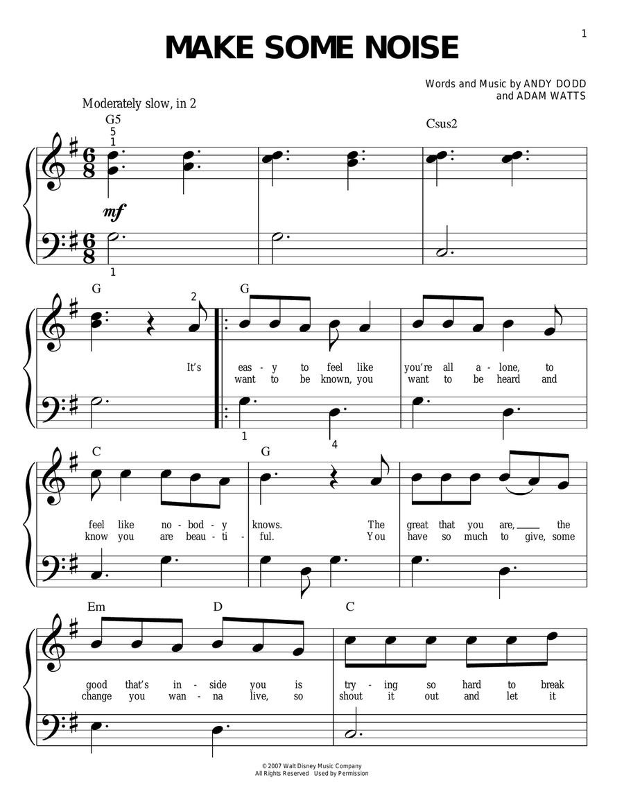 Make Some Noise Easy Piano scores gallery preview page 1
