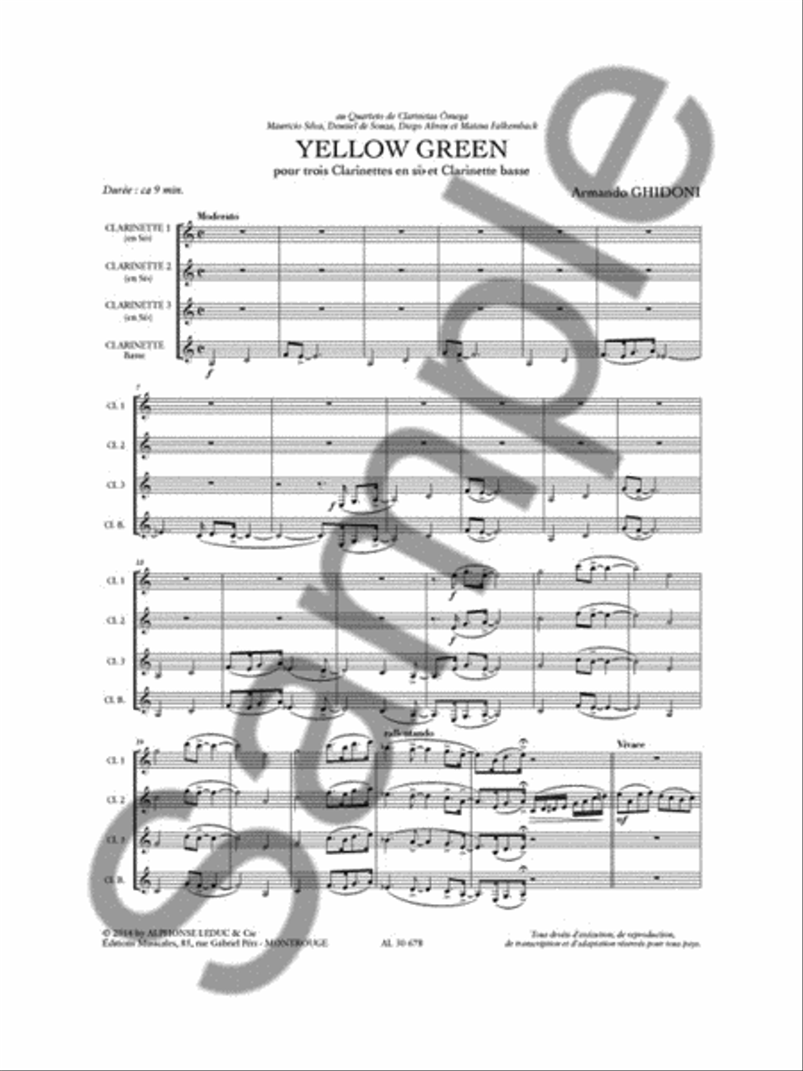 Yellow Green (clarinet Quartet) Clarinet Quartet scores gallery preview page 2