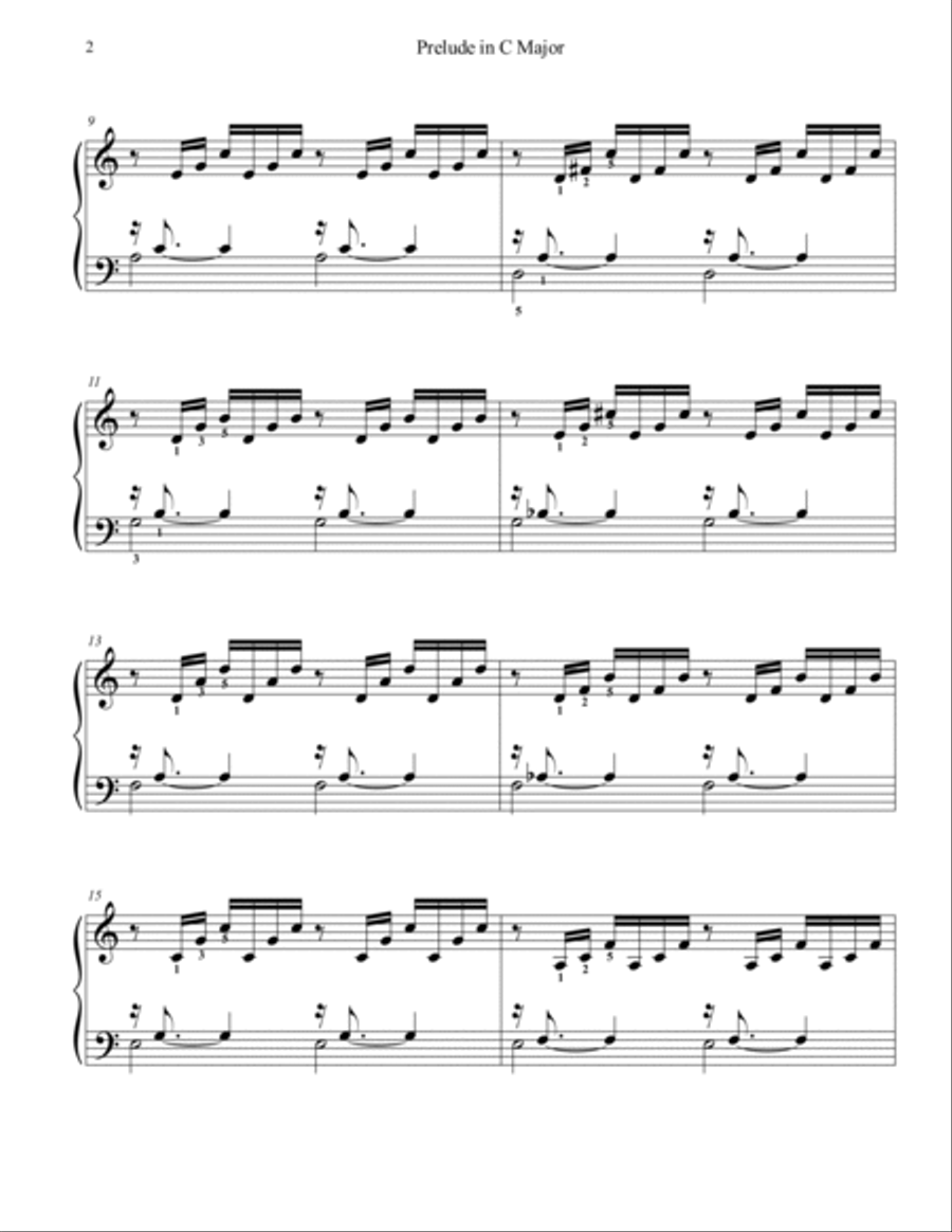 Prelude in C Major, WTC Book 1, No. 1 (BWV 846) Piano Solo scores gallery preview page 2