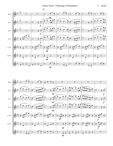 Gustav Holst - Folksongs of Hampshire set for Flute Choir image number null