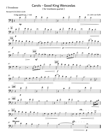 Good King Wenceslas - Carols - Trombone Quartet image number null