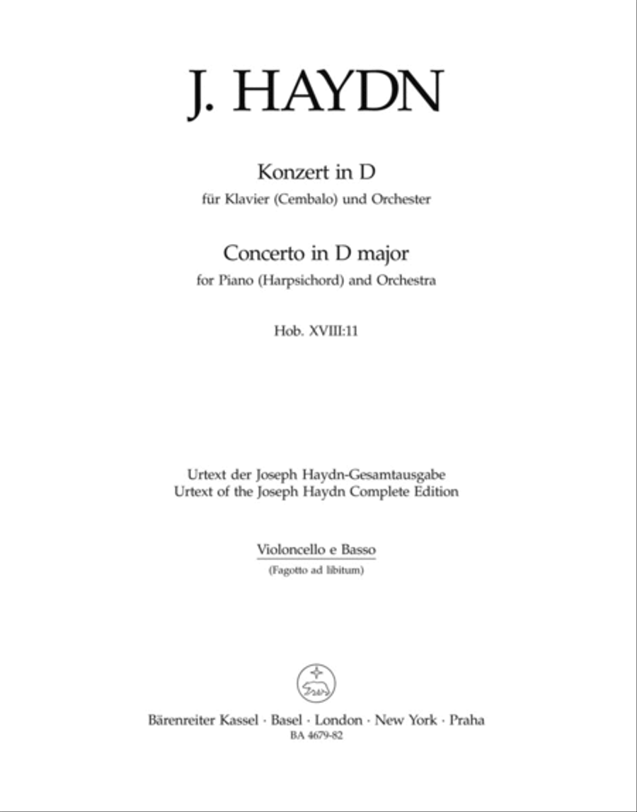 Klavierkonzert D major Hob. XVIII:11 Bassoon scores gallery preview page 1