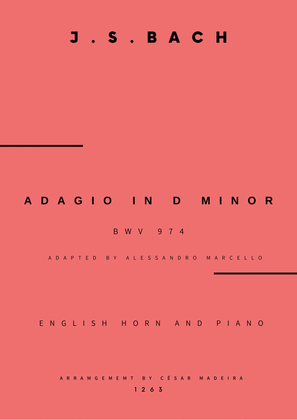 Book cover for Adagio (BWV 974) - English Horn and Piano (Full Score and Parts)