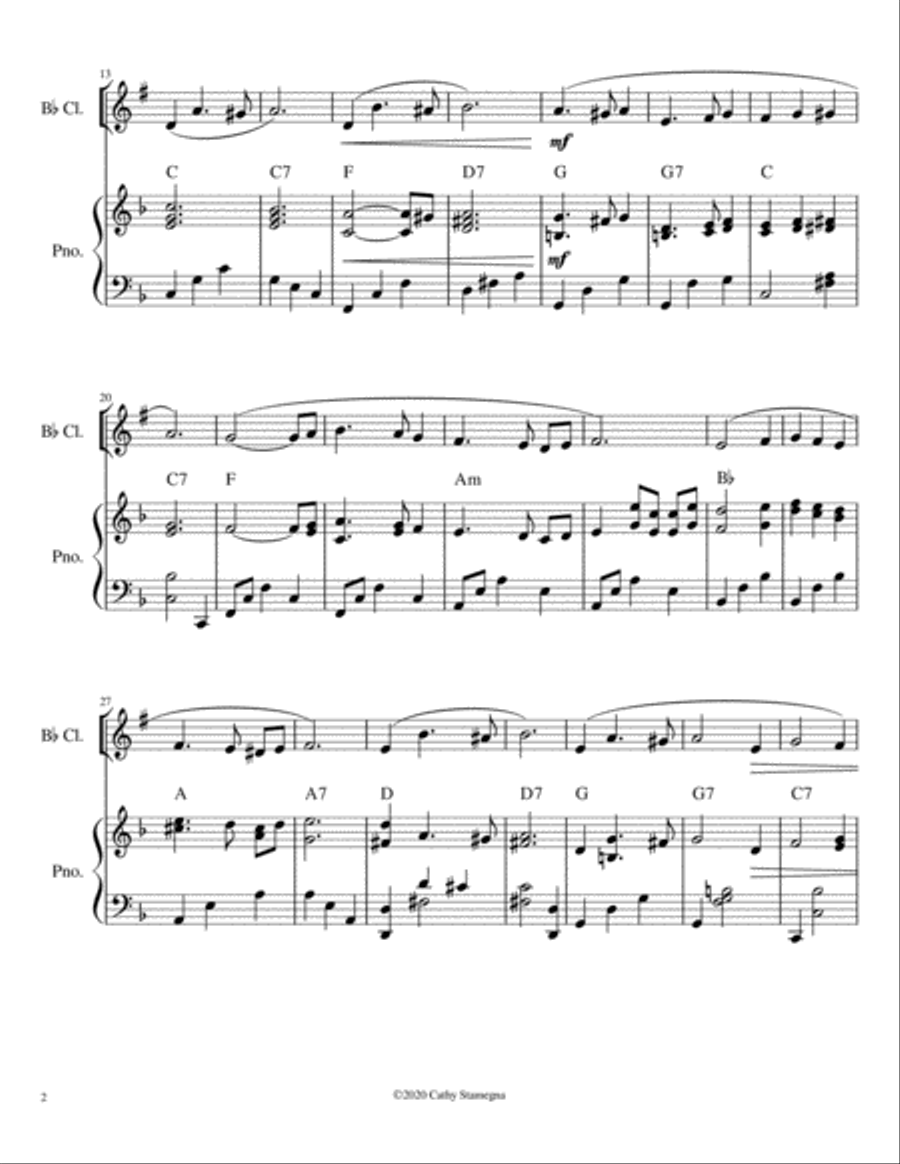 I’ll Be With You in Apple Blossom Time (Bb Clarinet Solo, Chords, Piano Accompaniment) Large Ensemble scores gallery preview page 3