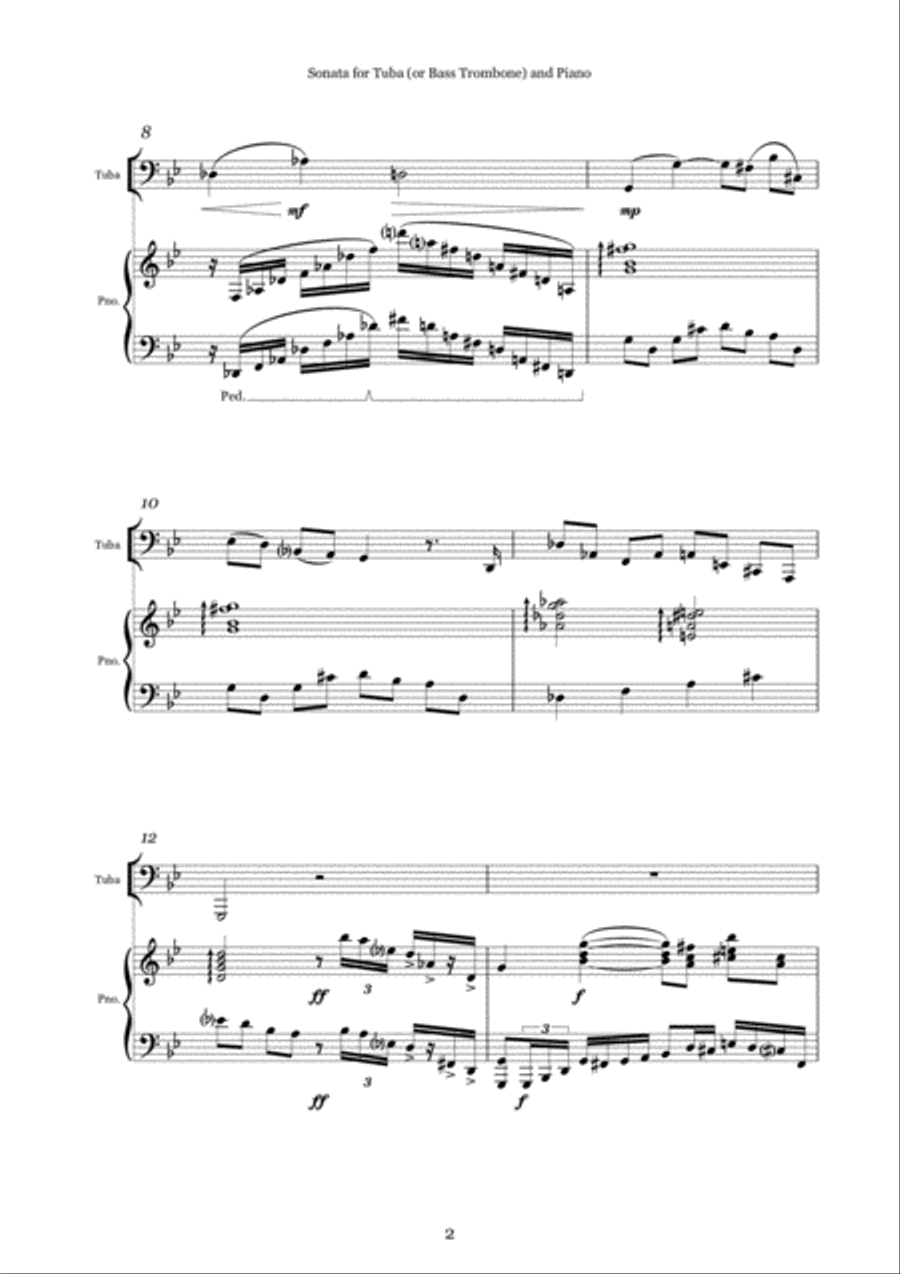 Sonata for Tuba or Bass Trombone and Piano Sonata for Tuba or Bass Trombone and Piano Bass Trombone scores gallery preview page 3