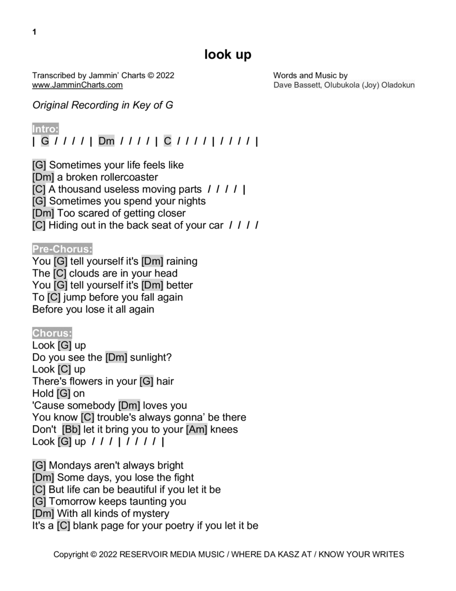 Look Up Look Up Electric Guitar scores gallery preview page 1