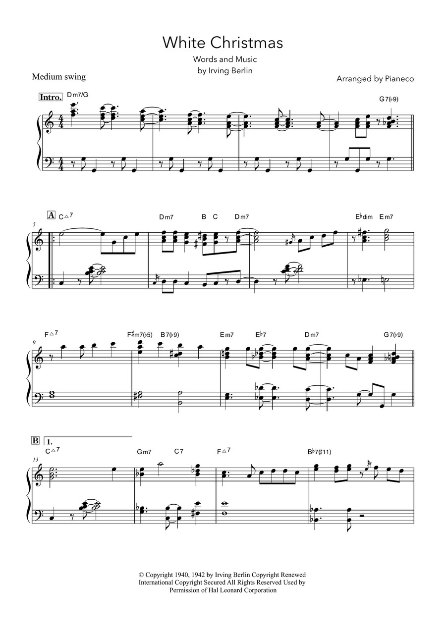White christmas piano shop jazz