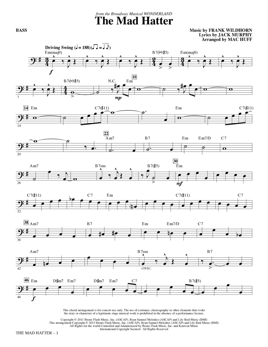 The Mad Hatter - Bass The Mad Hatter - Bass Choir scores gallery preview page 1