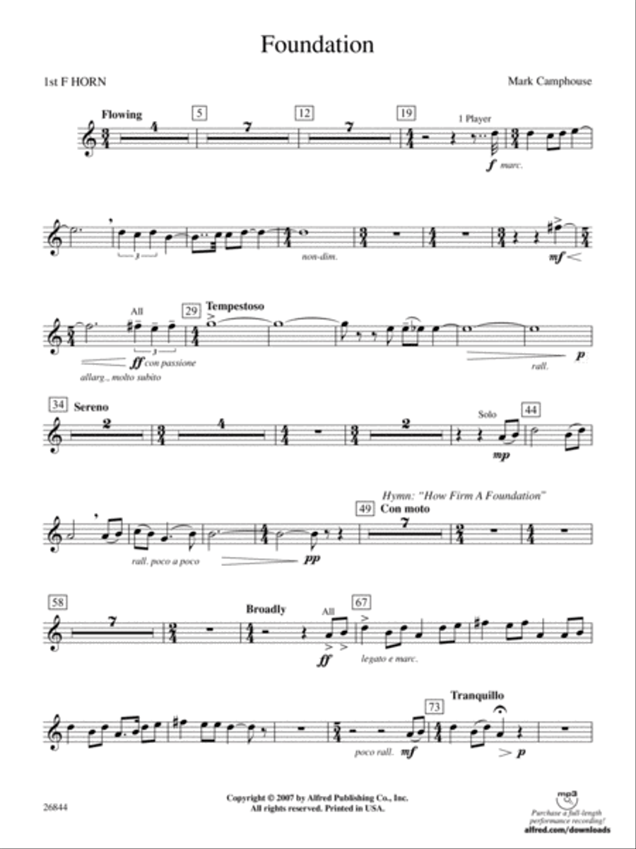 Foundation: 1st F Horn Concert Band scores gallery preview page 1