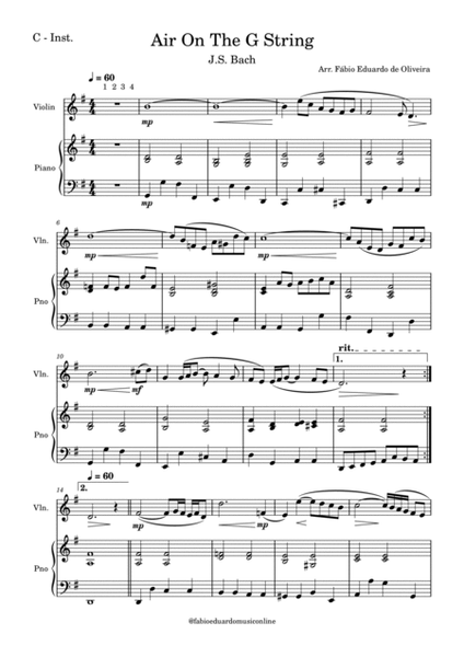 Air On The G String (Bach) - PDF Sheet Music + MP3 Playback image number null