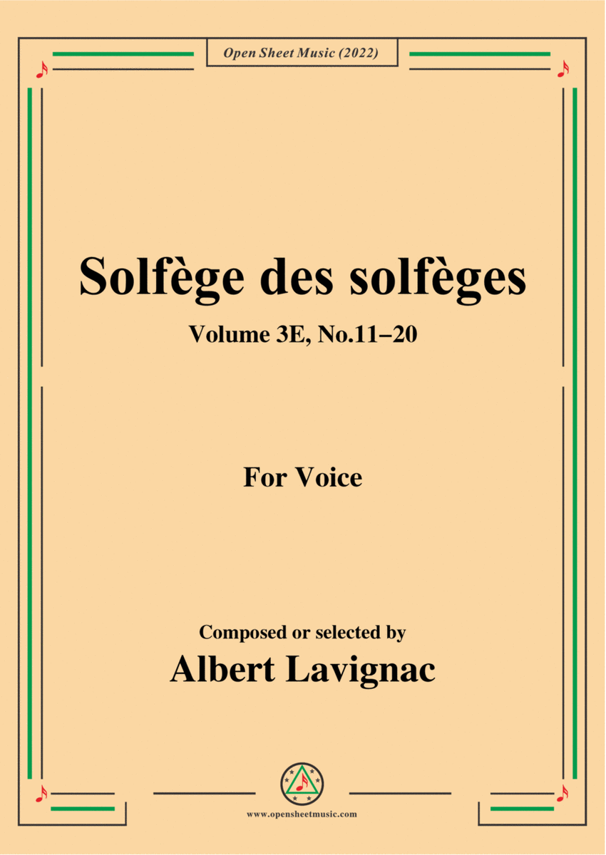 Lavignac-Solfege des solfeges,Volum 3E No.11-20,for Voice image number null