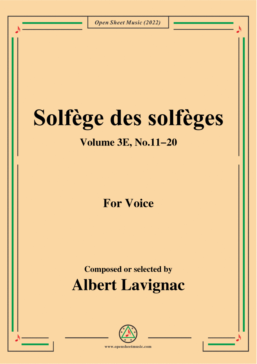 Lavignac-Solfege des solfeges,Volum 3E No.11-20,for Voice Medium Voice scores gallery preview page 1