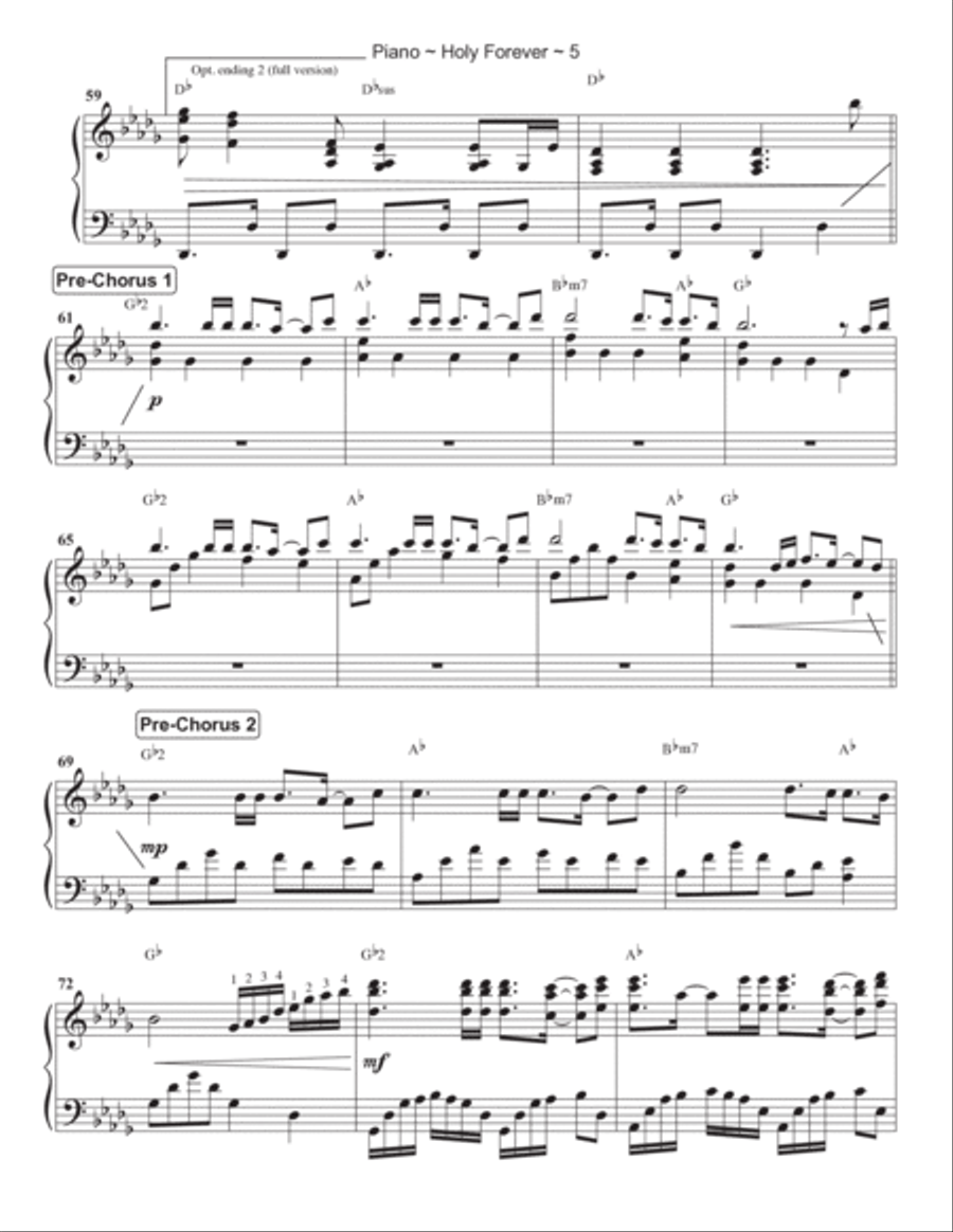 Holy Forever Piano Solo scores gallery preview page 6