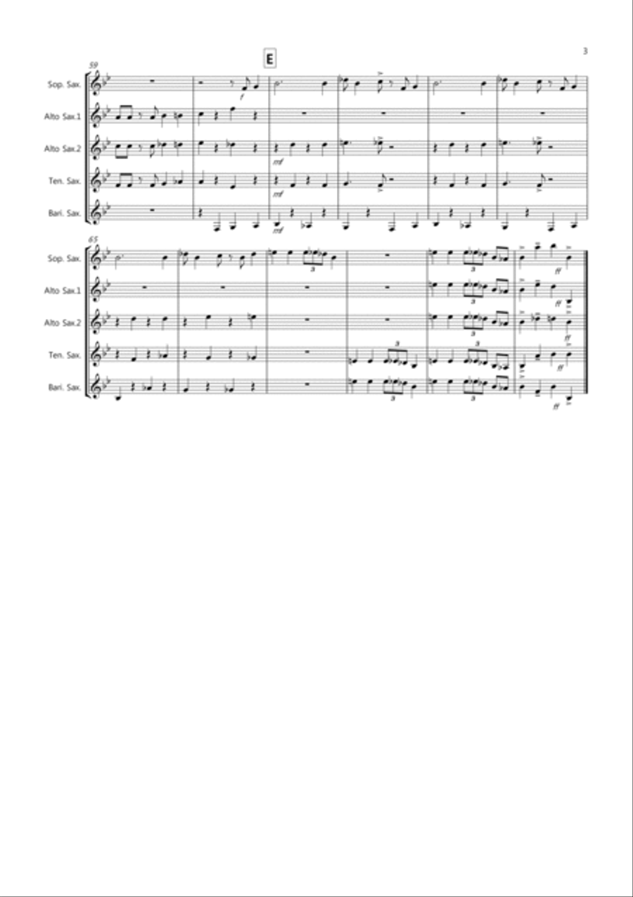 Burnie's Stomp for Saxophone Quintet Burnie's Stomp for Saxophone Quintet Saxophone Quintet scores gallery preview page 3