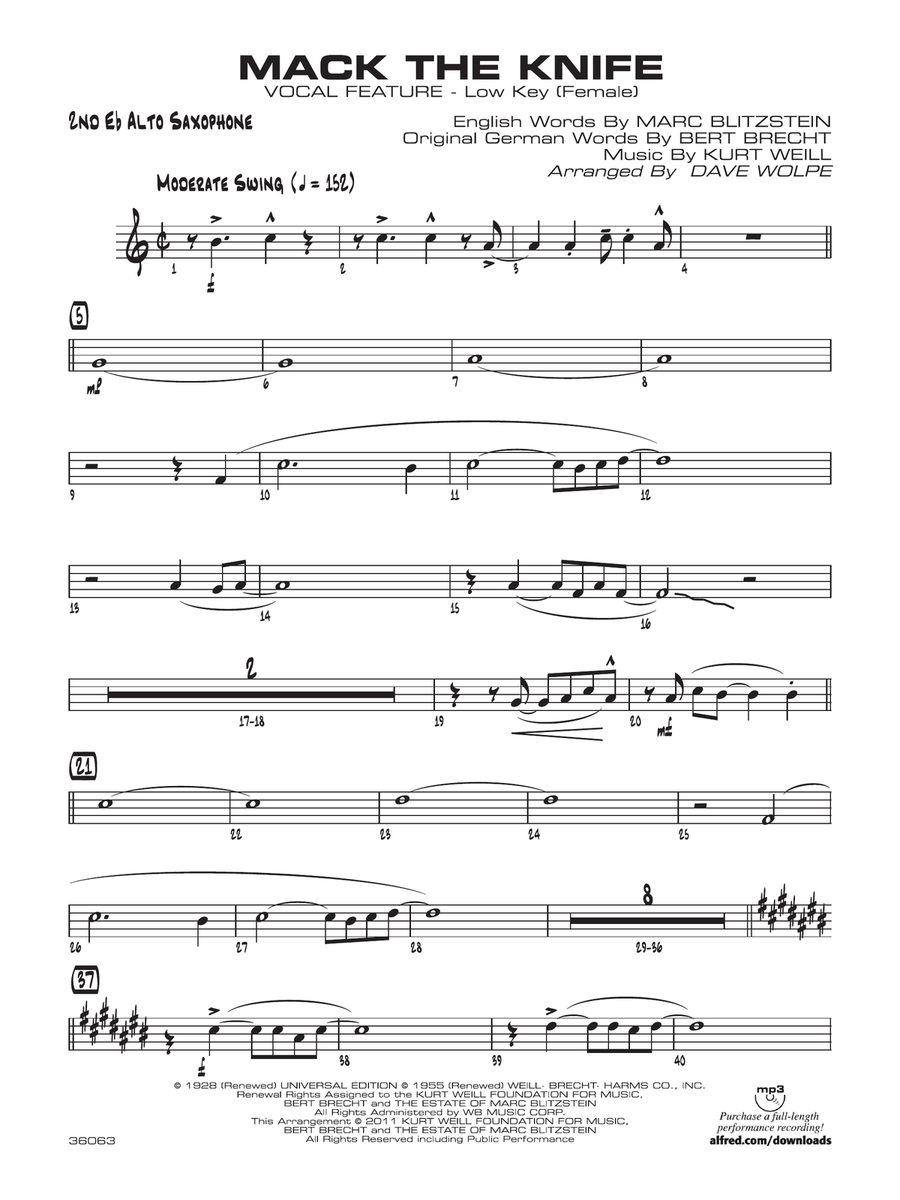 Mack the Knife: 2nd E-flat Alto Saxophone