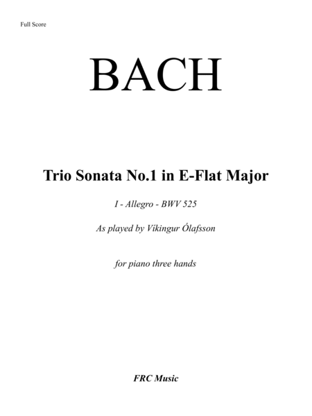 Bach: Trio Sonata No. 1 in E-Flat Major, BWV 525 - I. (Allegro moderato) image number null