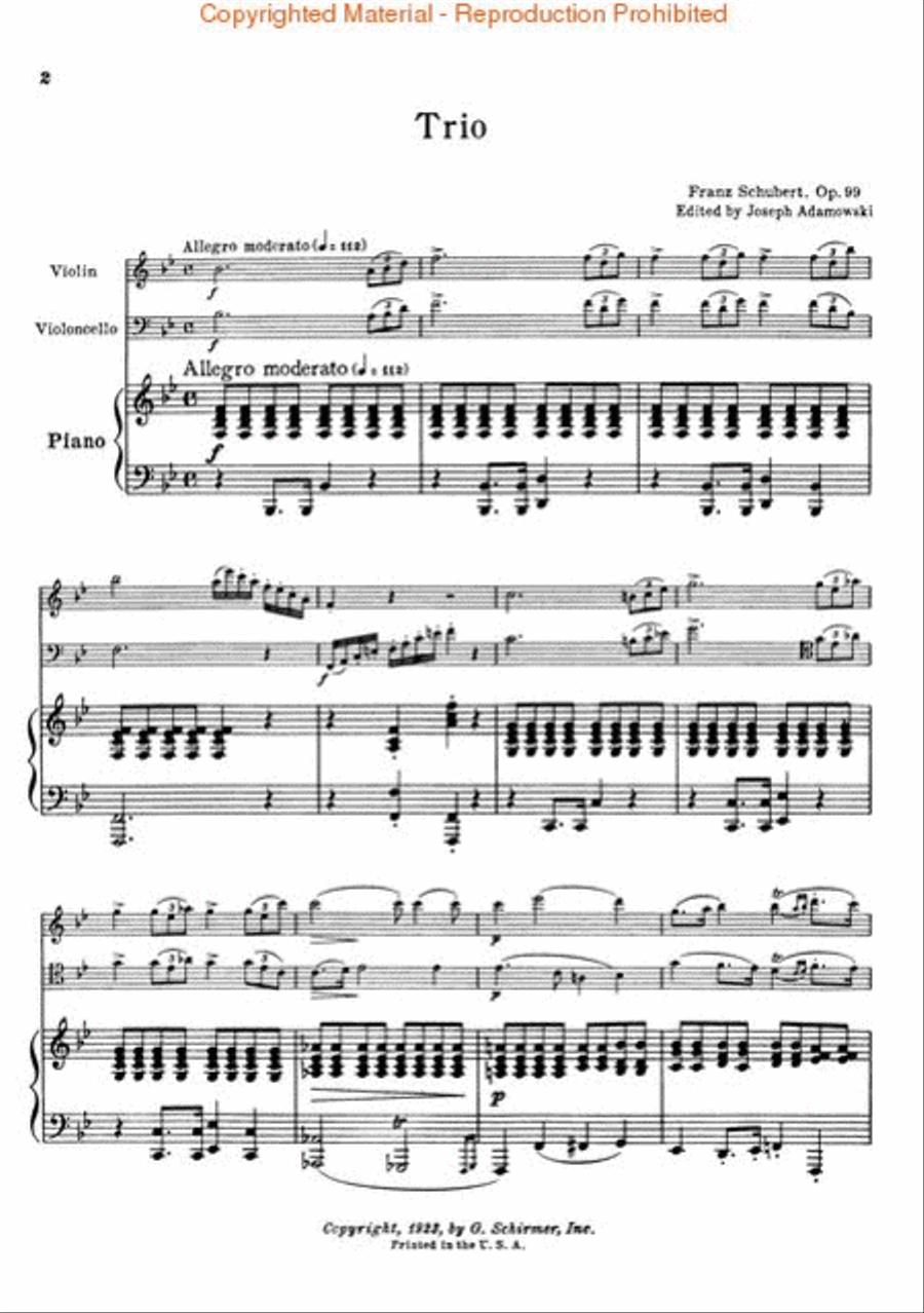 Trio in B Flat, Op. 99 Piano Trio scores gallery preview page 2