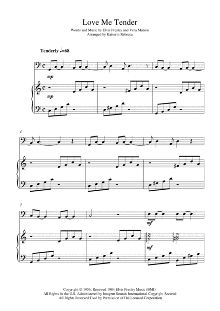 Love Me Tender Piano scores gallery preview page 1
