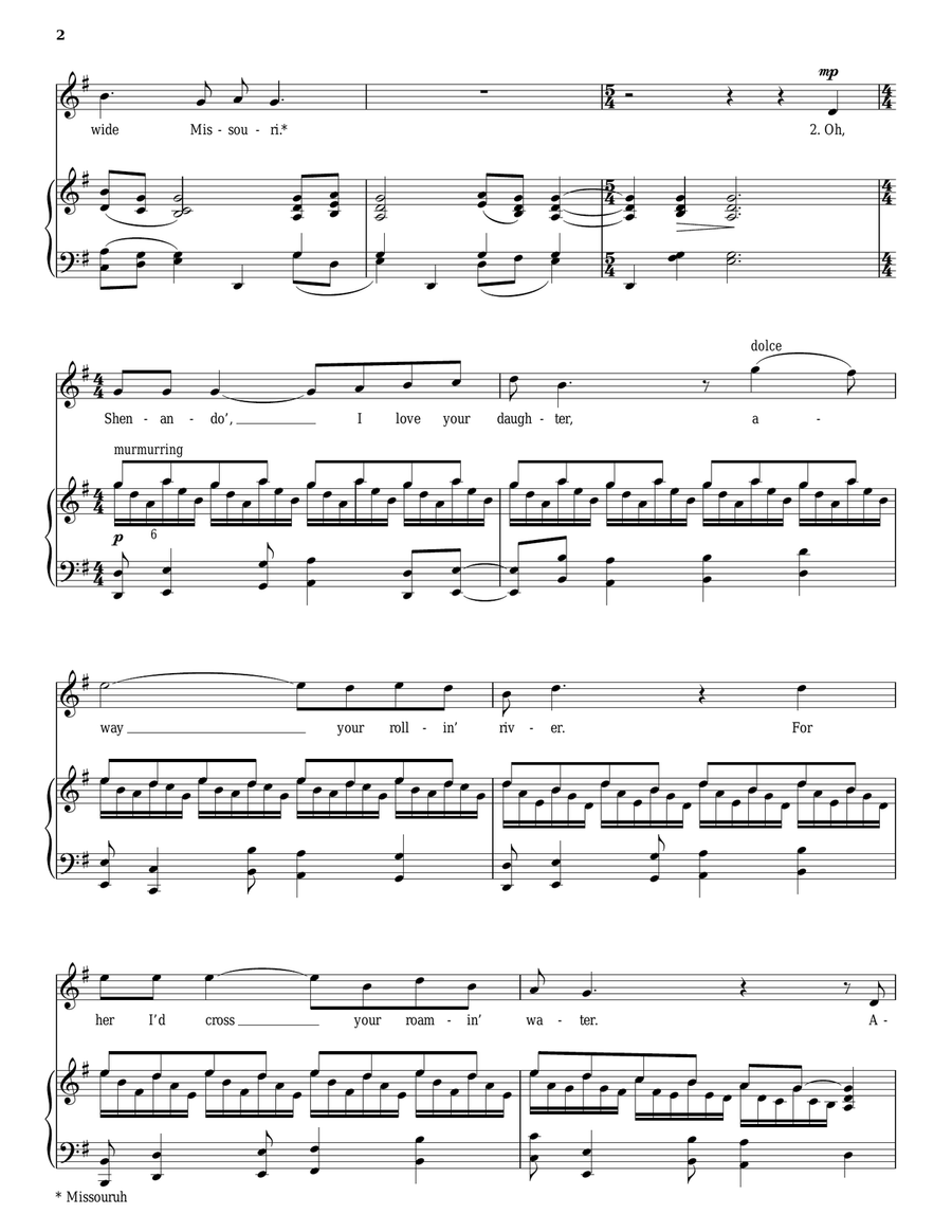 Shenandoah Piano, Vocal scores gallery preview page 2