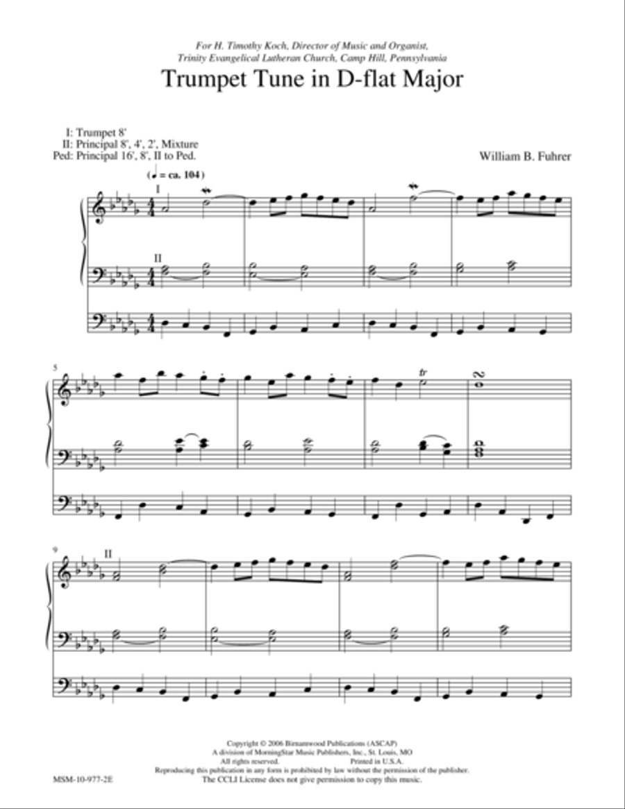 Trumpet tune shop in d major