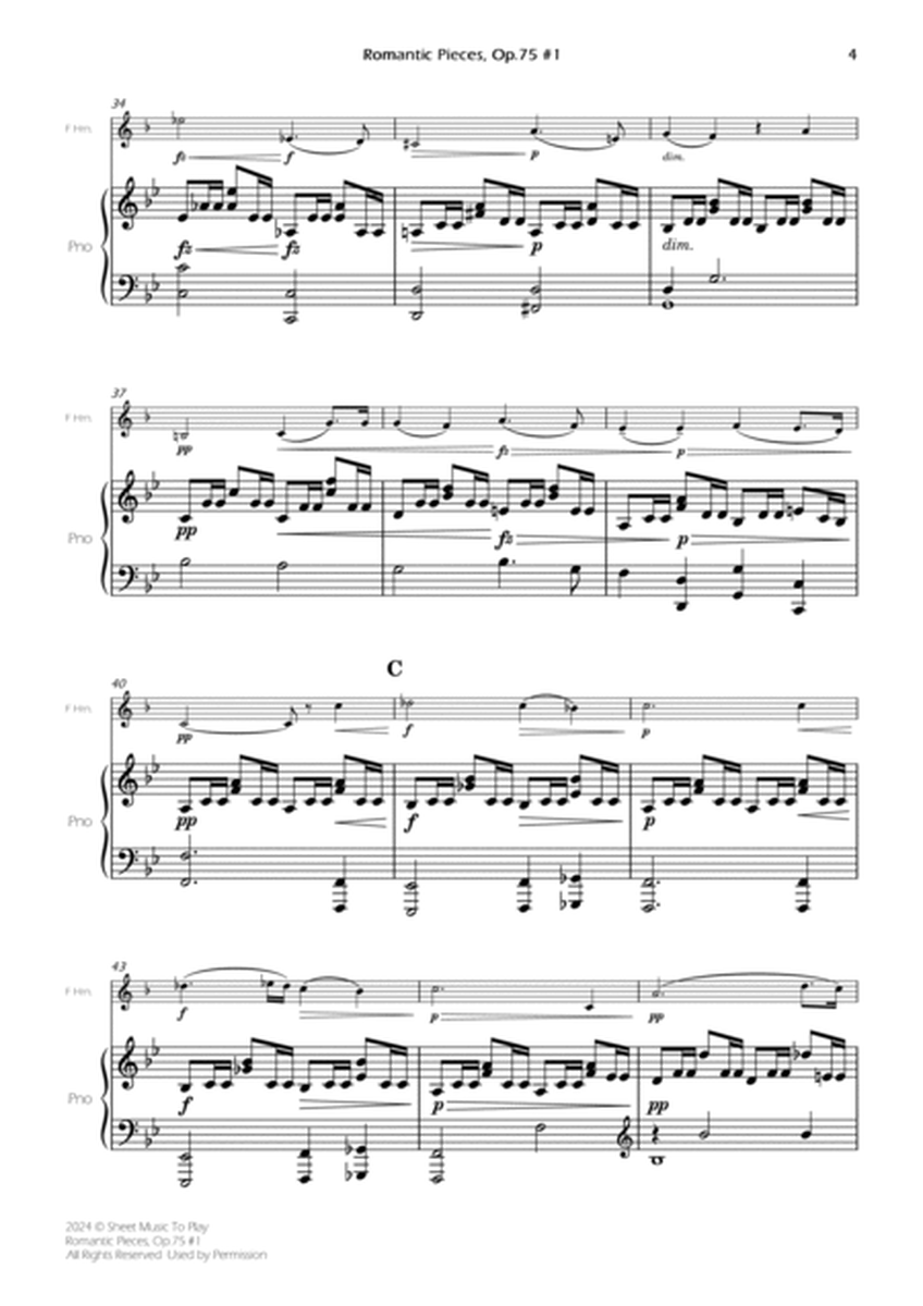 Romantic Pieces, Op.75 (1st mov.) - French Horn and Piano (Full Score and Parts) image number null