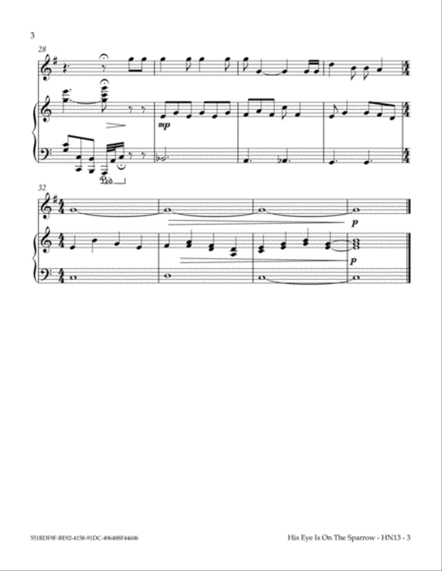 His Eye Is On The Sparrow (HN) Horn scores gallery preview page 4