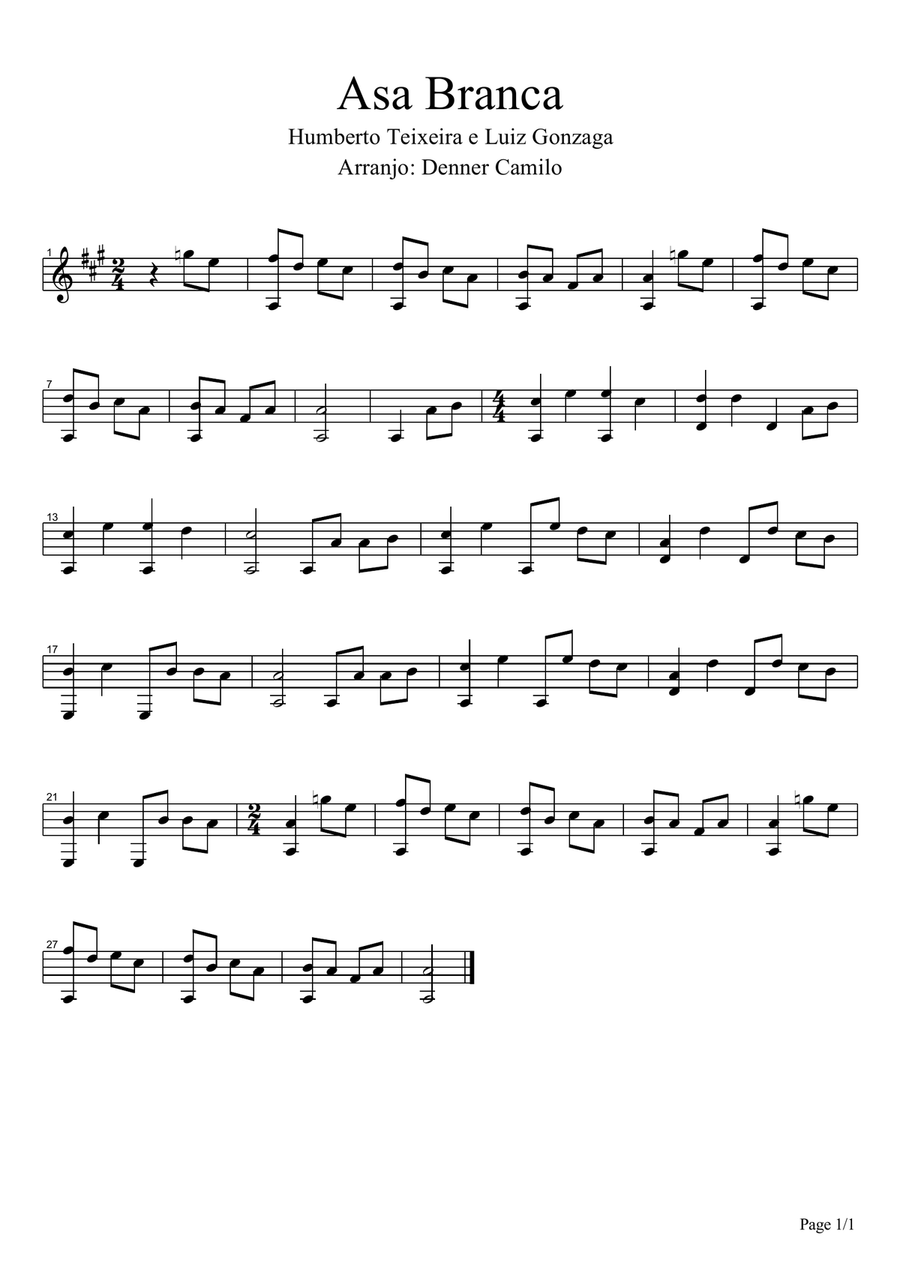 Asa Branca Asa Branca Acoustic Guitar scores gallery preview page 1
