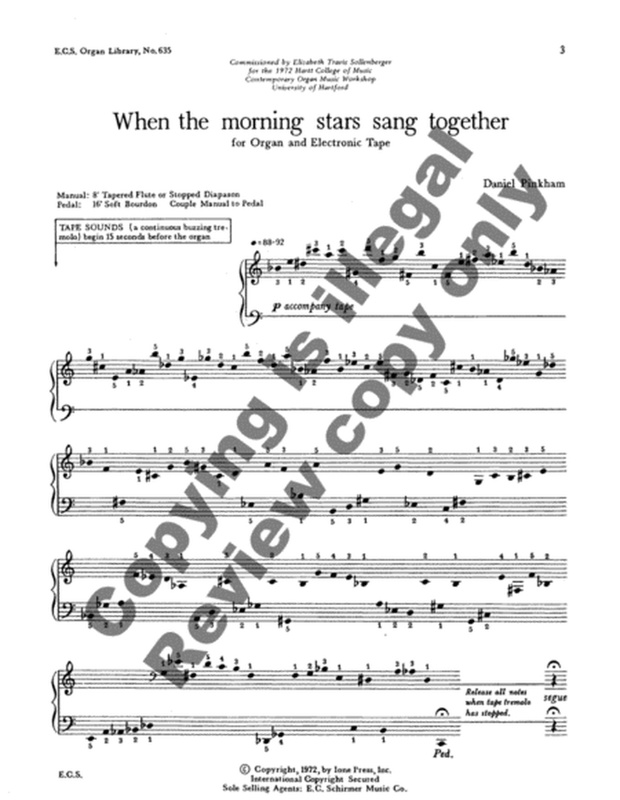 When the Morning Stars Sang Together (Score)