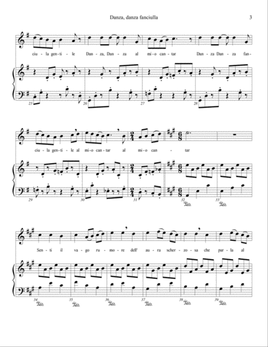 Danza, danza fanciulla (in G) Voice Solo scores gallery preview page 3
