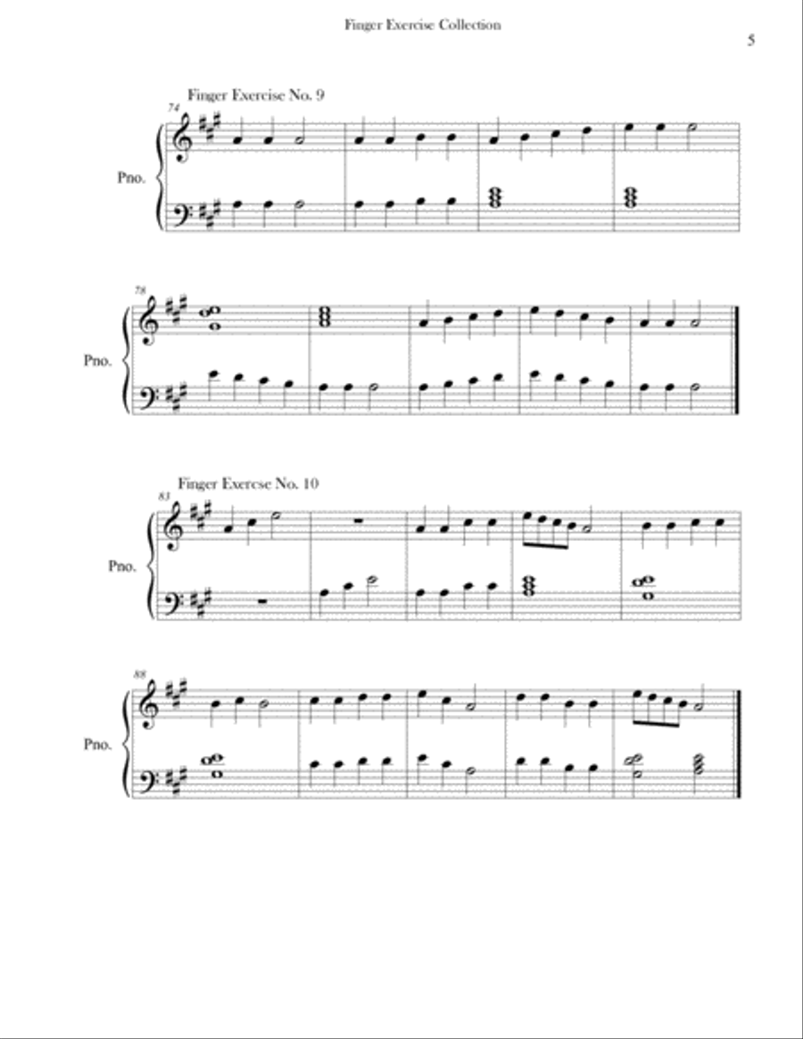 Finger Exercise Collection (24 exercises in A major) Piano Method scores gallery preview page 5