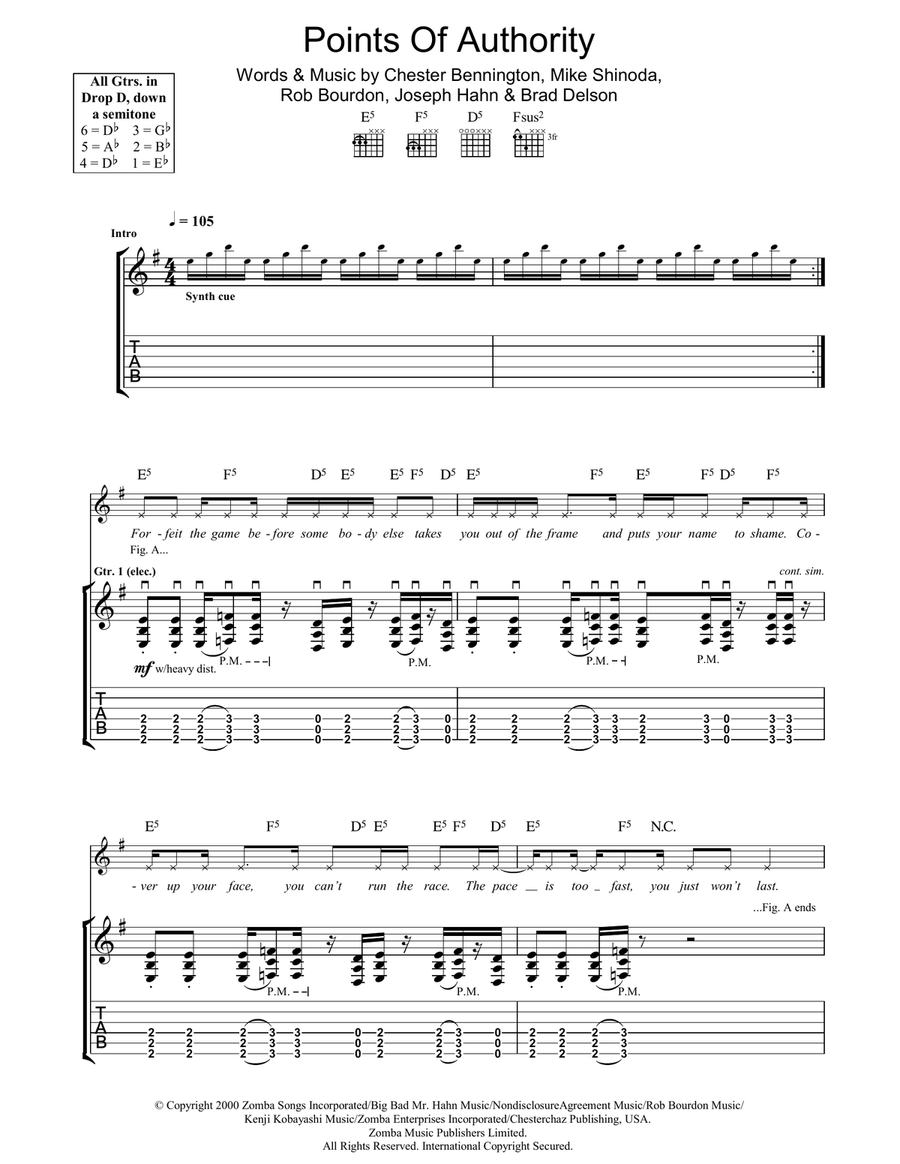 Points Of Authority Guitar Tablature scores gallery preview page 1
