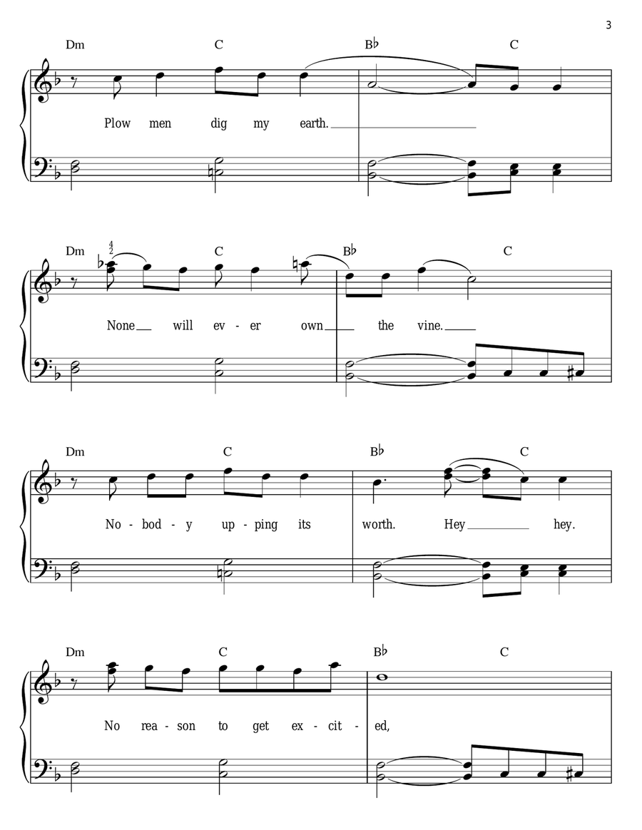 All Along The Watchtower Easy Piano scores gallery preview page 3