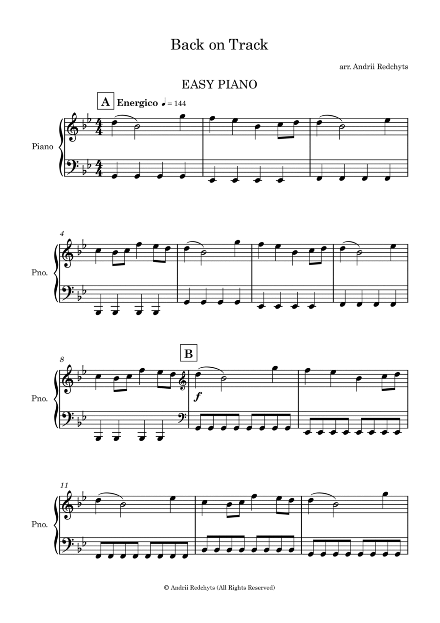 Back On Track - Geometry Dash - EASY PIANO Piano Method scores gallery preview page 1