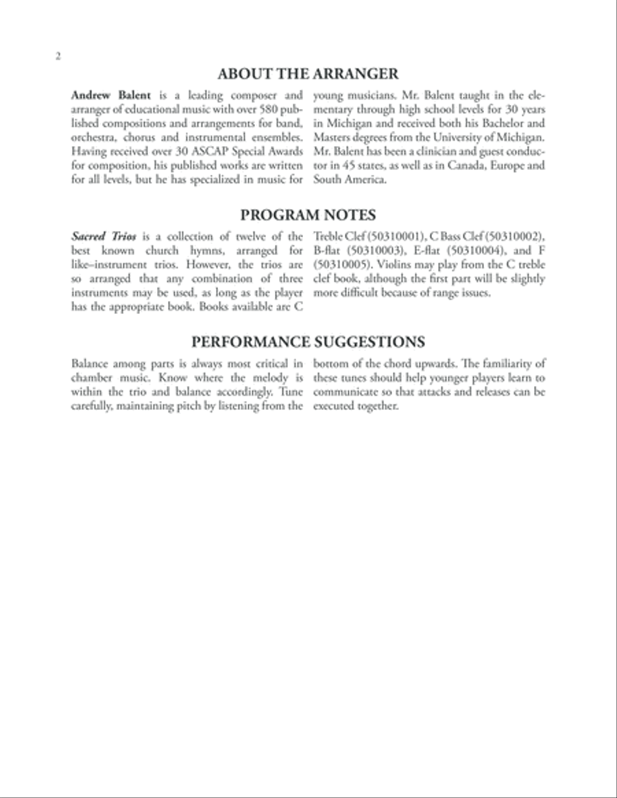 Sacred Trios (C Bass Clef)