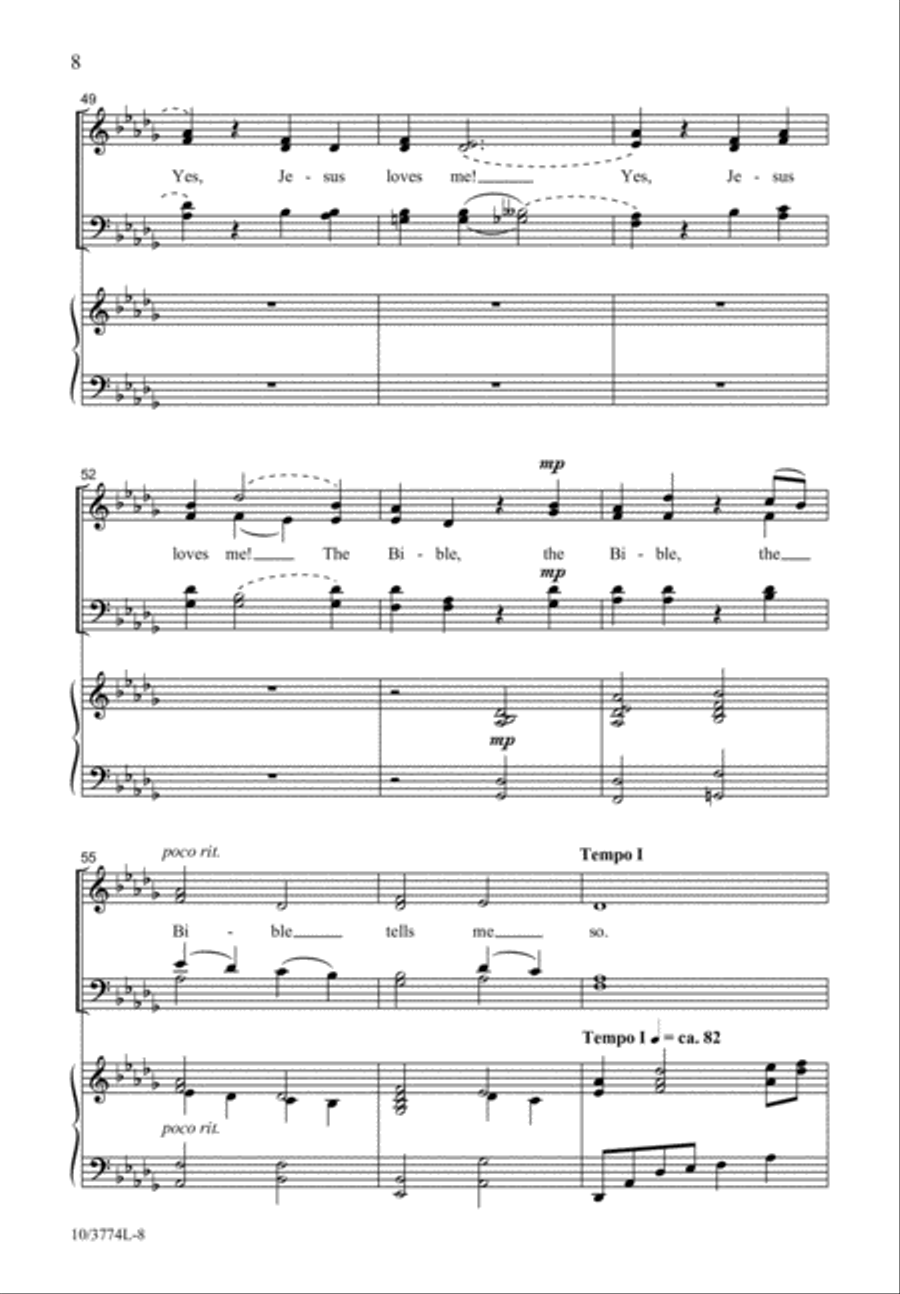 Yes, My Jesus Loves Me Yes, My Jesus Loves Me 4-Part scores gallery preview page 8