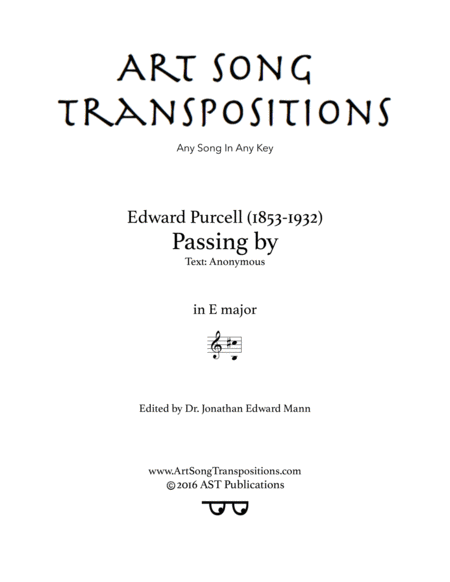 PURCELL: Passing by (transposed to E major)