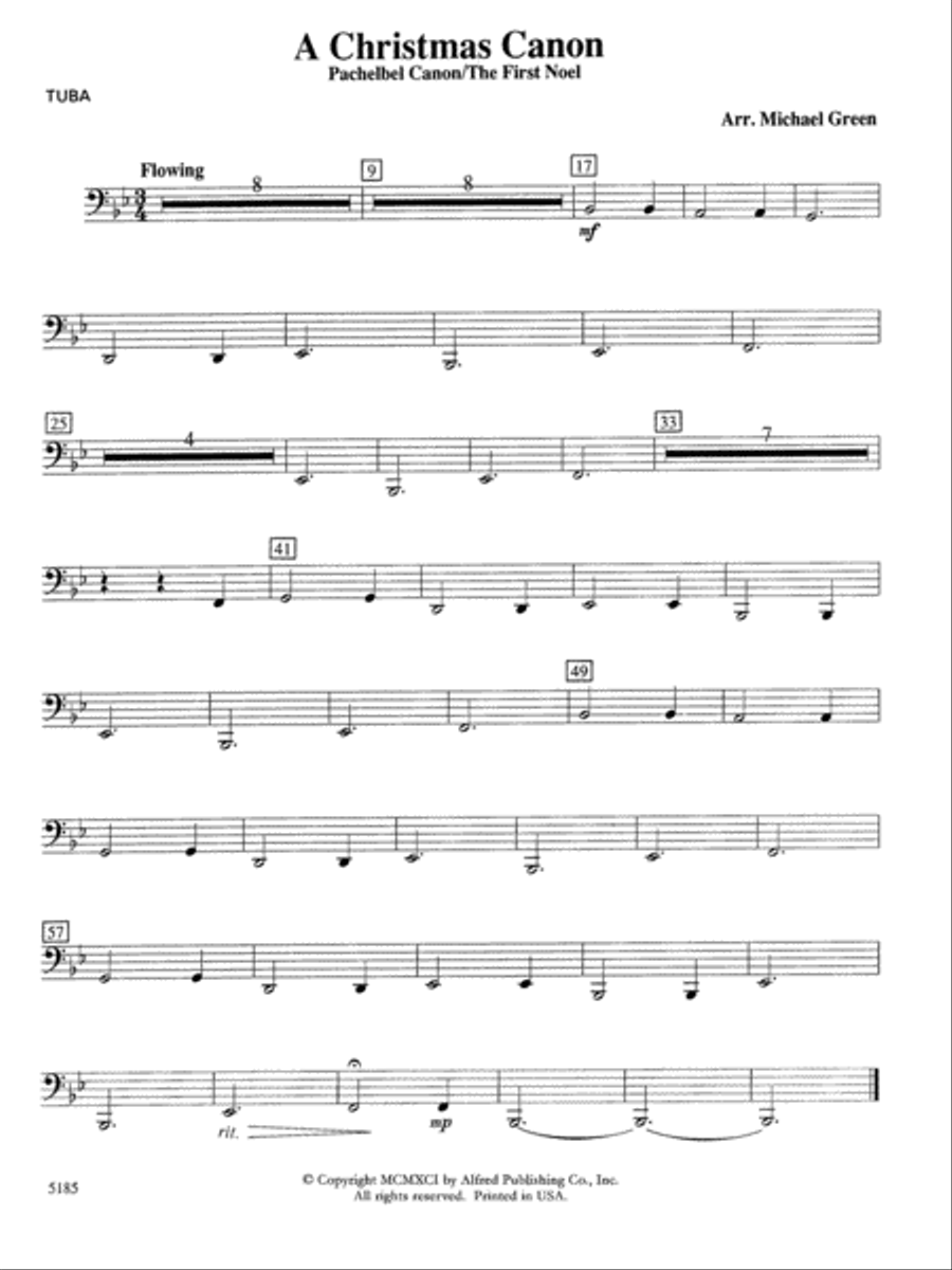 A Christmas Canon (Pachelbel Canon / The First Noel): Tuba Concert Band scores gallery preview page 1