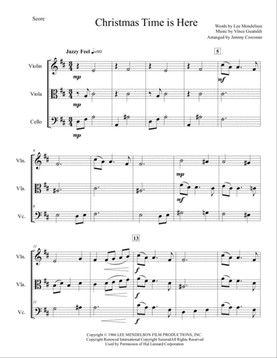 Christmas Time Is Here String Trio scores gallery preview page 2